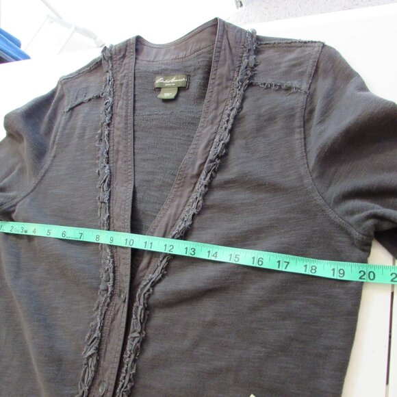 Eddie Bauer 100% Cotton Grey Cardigan Large - Picture 11 of 16